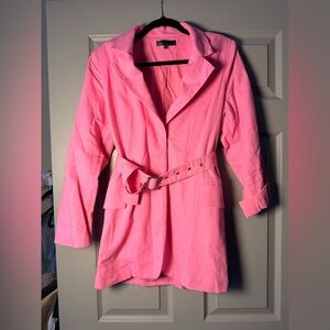 Blue Blush Vibrant Pink Belted Blazer